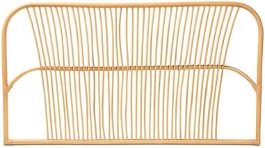 HomeStock Beachy Beauty Modern Bohemian Natural Brown Size Wall-Mount Headboard with Bamboo-Like Embellishments Handmade Fully Assembled Natural Rattan