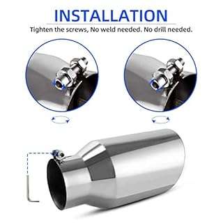 AUTOSAVER88 4 Inch Inlet Exhaust Tip, 4" Inlet 6" Outlet 12" Overall Length Chrome-Plated Stainless Steel Exhaust Tail Tip for 4" Outside Diameter Tailpipe, Rolled Edge Angle Cut, Bolt On, Universal