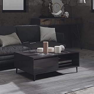 Coffee Table Stylish, End Table Couch Tables Side Table Storage Cabinet Display Stand Home Decor Practical Furniture with Door for Living Room 90x60x35 cm Chipboard High Gloss Grey
