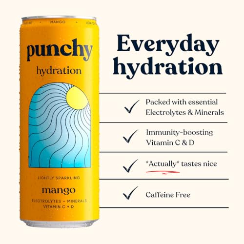 Punchy Drinks - Mango - Everyday Hydration, Lightly Sparkling, Essential Electrolytes, Minerals, Vitamins, Real Fruit, Supports Immunity, Caffeine Free, Aids Muscle Function, Low Calorie - 12 x 330ml - Image 6