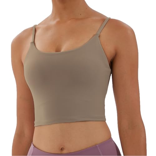 Image of Women's Strappy Stretch Sports Bra Longline Yoga Tank Top Fitness Bra Workout Camisole Crop Tops for Teen Girl