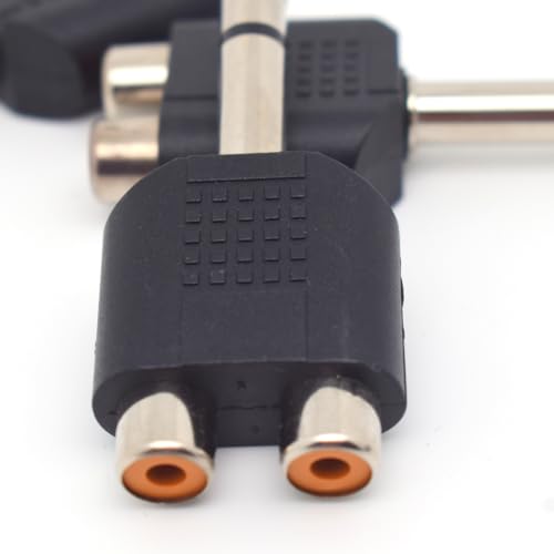 Adaptador 6.35mm estéreo macho a 2 RCA hembra pack x4 miniatura 5