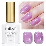 AILLSA Glitter Iridescent Gel Nail Polish Lavender Purple Sparkle Jelly Gel Polish Holographic Foil Translucent Colors Soak Off U V Nail Polish Gel for Starter Nail Salon DIY Gifts 0.27 Fl Oz GE22