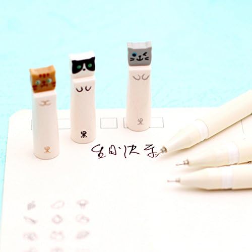 Cute Cat 0.38 mm Gel Ink Rollerball Pens Novelty Pens for Birthday Gift School Office Stationery Back to School Gift Christmas Xmas Gift Set of 12 (Black)