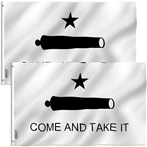 Anley Pack of 2 Fly Breeze 3x5 Foot Come and Take It Flag - Vivid Color and Fade Proof - Canvas Header and Double Stitched - Gonzales Historical Flags Polyester with Brass Grommets 3 X 5 Ft