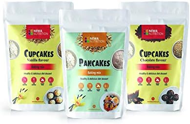 Cupcake Mix, Pancake Mix, Set Beginner, Mix of favorites, NO sugar added, fat Free, low carb. (Pack of 3)