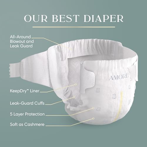 Image of Pampers Amore, Size 6 (23-44 lbs), 42 Count, Our Best Diaper - Hypoallergenic & Fragrance Free, Up to 100% Leakproof, Soft as Cashmere