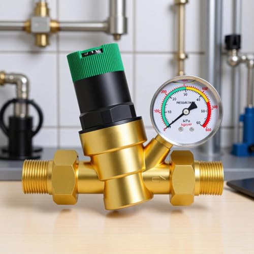 Regulador de presión de agua para cocina con filtro de entrada y manómetro 8