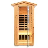 TO'GO HI 901VS 1 Person Far Infrared Old fir Outdoor Sauna Room with Red Light Therapy, Outdoor Sauna