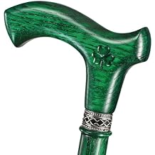 Asterom Irish Walking Cane for Men and Women - Handmade, Ergonomic, Wooden - Irish Walking Stick, Shamrock, Green Walking Canes - 36 Inch
