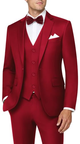 MAGE MALE Mens 3 Piece Suits Slim Fit Tuxedo Suit Set Prom Wedding Business