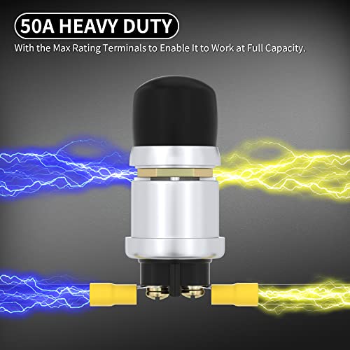 Daiertek ASW-B05 Push Button Starter Switch 12V / 24V Waterproof Push Start Button 50A Heavy Duty Momentary Weatherproof thumb #3