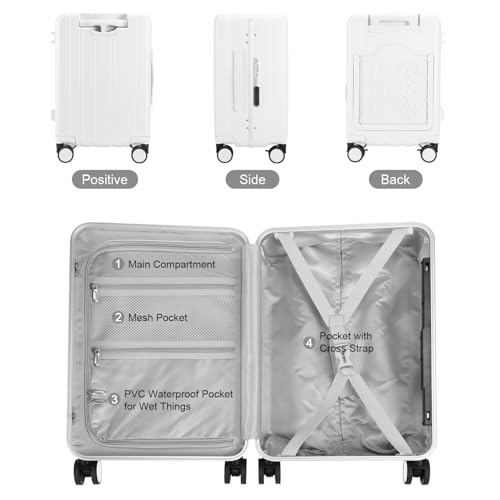 MRPLUM 20" Carry On Luggage Double Handle Suitcase with Net Pocket,White by MRPLUM - Used condition - Image 4