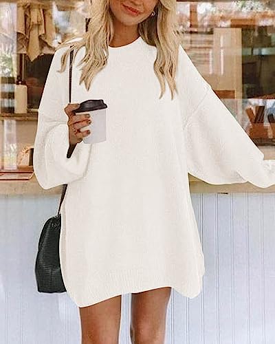 Image of BTFBM 2025 Womens Sweaters Casual Crewneck Long Sleeve Oversized Sweater Dress Fall Winter Loose Slouchy Soft Pullover