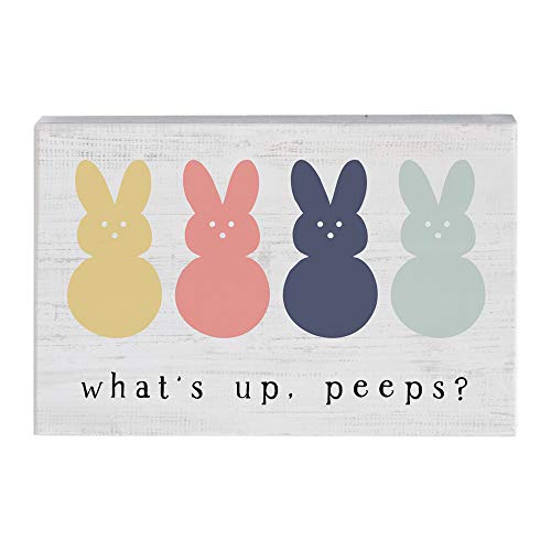 Simply Said, Inc Small Talk Rectangles, What's Up Peeps?- 3.5"X5.25" Rustic Distressed Wood Sign Str1543 #TOP19