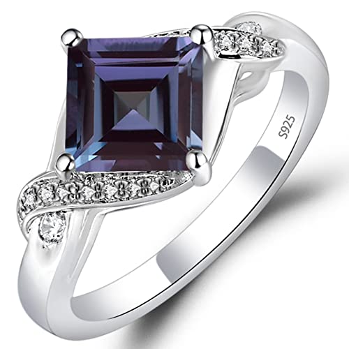 925 Sterling Silver Gemstone Ring Kite Set Square Cut 7X7 MM Engagement Ring for Women Jewelry