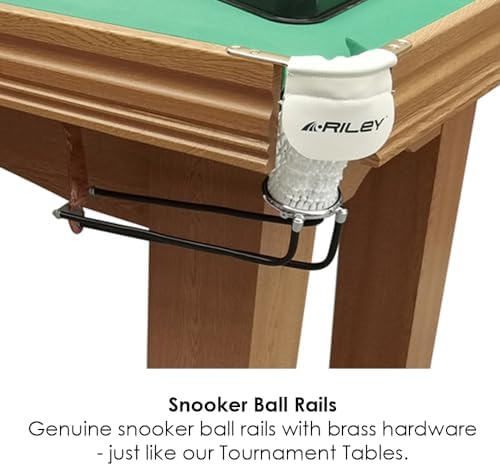 Riley Traditional 6ft Snooker Table - Supplied with Spots & Stripes for American Pool as well as Snooker Balls - Oak Finish, Green Cloth - Independent Leg Levellers