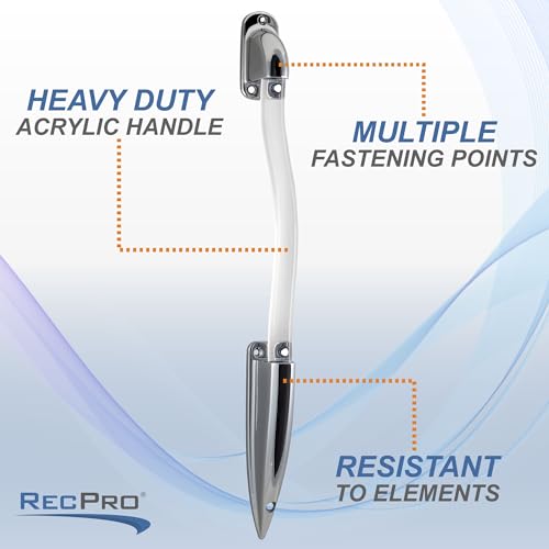 RecPro RV Acrylic Assist Handles | Lighted | S Curve Style Entry Assist Handle | Monaco and Fleetwood Assist Rail Replacement (Non-Lighted)