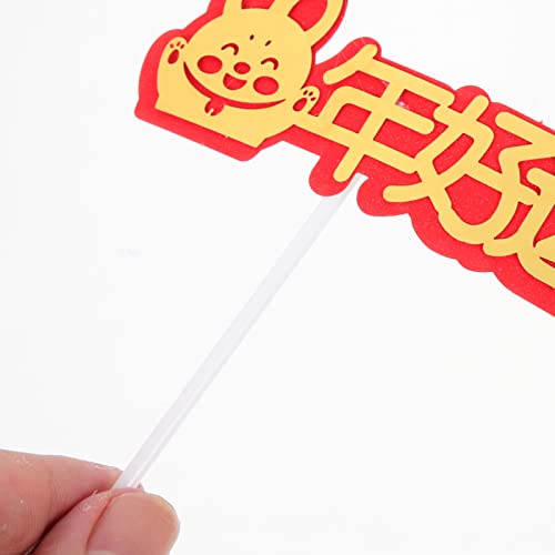 Luozzy 10Pcs Chinese New Year Cake Toppers Paper Cupcake Picks Year Of The Rabbit Cake Ornaments #TOP5