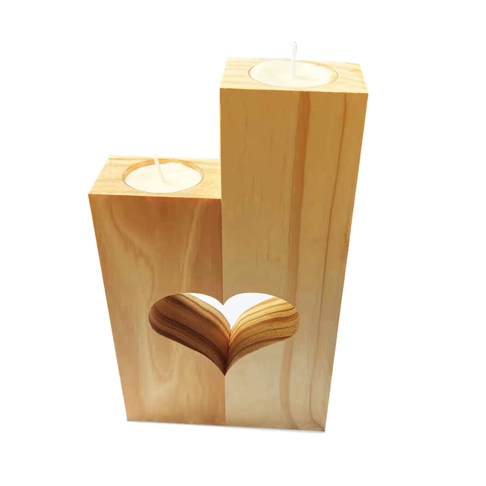Portacandele A Cuore In Legno - Set Di 2 Con Messaggio Per Mama - Foto 9