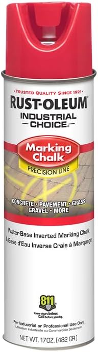 Industrial Choice 12-Pack of 17 Oz Rust-Oleum 205235 APWA Red Water-Based Precision Line Inverted Marking Chalk