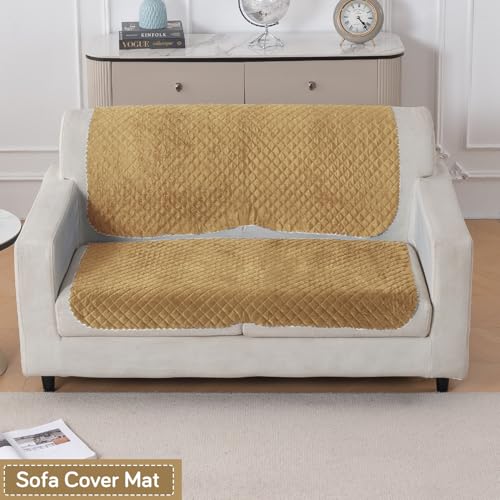 Image of HOKIPO Quilted Sofa Cover for 2 Seater for Seat & Back, 'Quilt Classic' Yellow (IN-926-YLW*2)