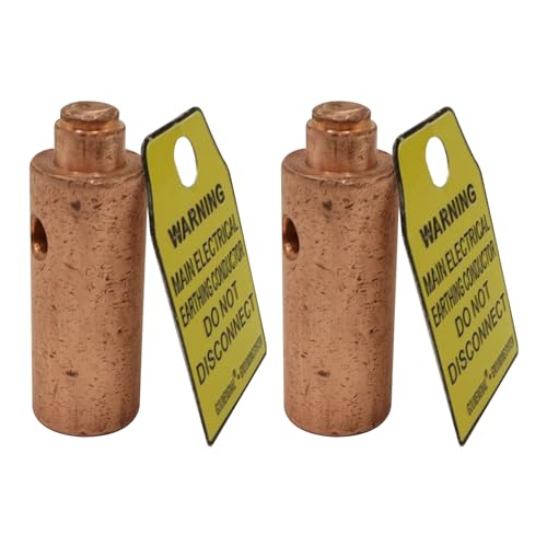 Copper Ground Rod Clamp with Electrical Tag, Loose-proof Ground Connector Lock by Hammer for Grounding Rod and Wire Connection for 5/8'' actual 14.2mm O.D Ground Rod (2)