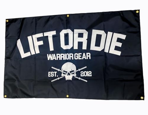 Drapeau Lift or Die | Warrior Gear | Décoration Chambre | Drapeau Homegym | Motivation Powerlifting - Strongman - Bodybuilding