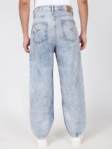 Image of BENE KLEED Men Blue Washed Baggy Fit Jeans