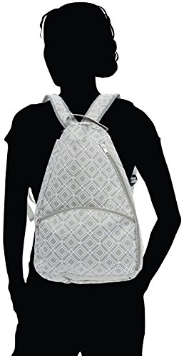LISH Advantage Tennis Racket Backpack - Women's Geometric Diamond Print Tennis Racquet Holder Bag (Grey)