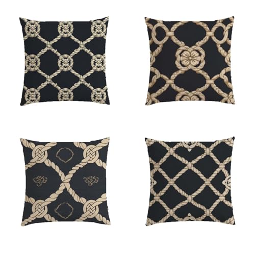 Housse coussin 80x80cm aspect lin de qualité supérieure pour décoration extérieure