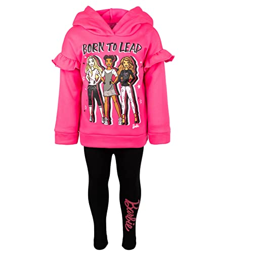 Barbie Toddler Girls' 2-Piece Hoodie and Leggings Set Rose Pink Black 2T - image 6