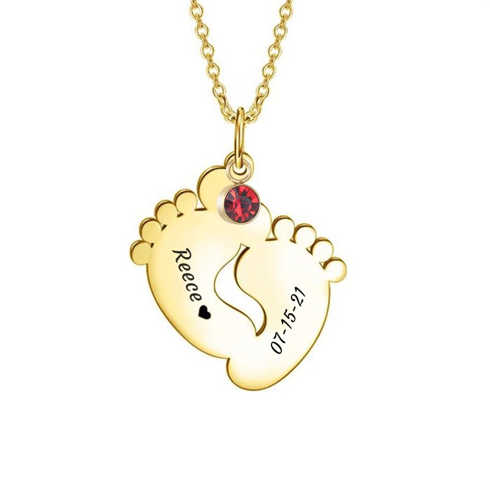 Collier de pierre de naissance personnalisé pour nouvelle maman collier avec nom d'enfant cadeau de fête des mères collier pour maman baby foot expectative collier de maman