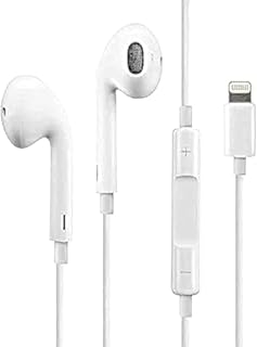 Generic In-Ear Wired Headset Compatible with iPhone 7 7 7 Plus Wax 11 12 and 13 Pro Max - White