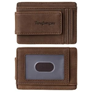 Toughergun Slim Minimalist Wallet for Men with Magnetic Money Clip Leather Wallet, Credit Card Holder RFID Blocking Front Pocket Holds Cash and Cards