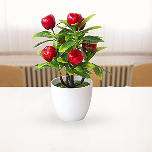 Eesll Artificial Fruit Potted Plant, Simulation Plastic Apple Tree Artificial Fruit Potted Fake Fruit Tree Plant Bonsai Imitation Plants For Party Home Living Room Tabletop Decoration #TOP1