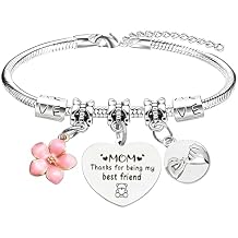URSMART Mum Charm Bracelet,Mothers Day Gifts Snake Chain Jewelry Mum Bracelet from Daughter Son Valentines Birthday