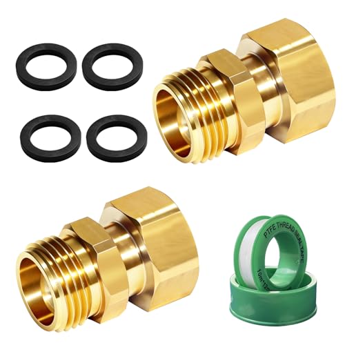2 Pack Garden Hose Swivel Connector 3/4 INCH GHT Garden Hose Swivel Fitting 360 Male to Female Hose Adapter Garden Hose Connector for Outdoor No-Leak Design with 4 Washer and Tape
