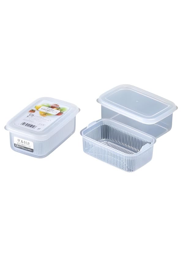 Amazon｜保存容器 水切り保存パック ザル付 容量600ml クリア