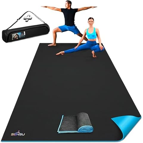 Sensu Large Yoga Mat - 9’ x 6’ x 9mm Extra Thick Exercise Mat for Yoga, Pilates, Stretching, Cardio Home Gym Floor, Non- Slip Anti Tear Eco-Friendly Workout Mat - Use Without Shoes Cover