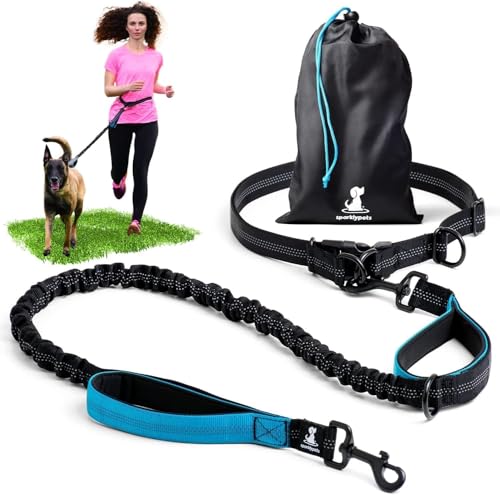 SparklyPets - Hands Free Dog Leash with Reflective Stitches - Waist...