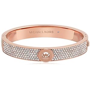 Michael Kors Rose Gold Tone Pave Fulton Hinge Bangle Bracelet