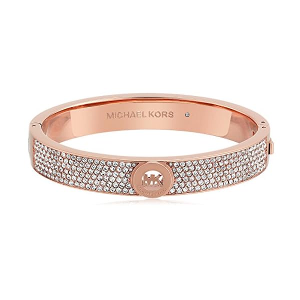 Michael Kors Rose Gold Tone Pave Fulton Hinge Bangle Bracelet