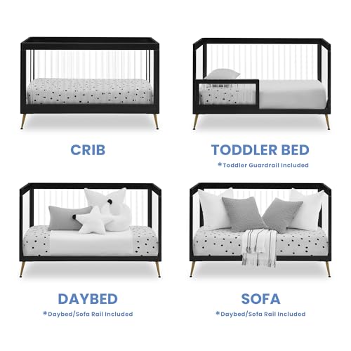 Delta Children Sloane 4-in-1 Acrylic Convertible Crib - Greenguard Gold Certified, Black/Bronze
