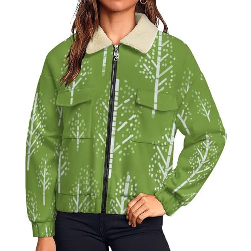 Manteau zippé en peluche ample veste polaire chaude femme vert sauge