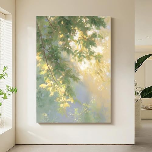 Toile peinture feuille jaune pour sublimer la deco du salon moderne