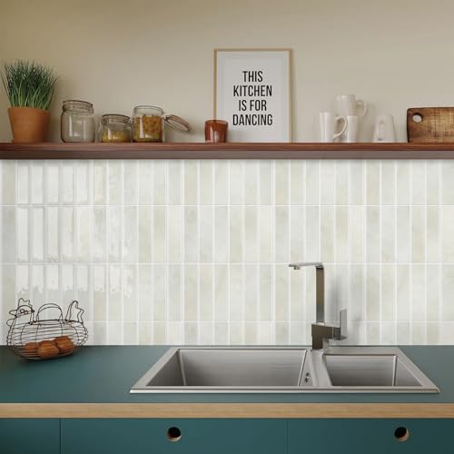 Alwayspon 7.9x10inch/20×25cm×10Pcs White Marble Style 3D Vinyl Backsplash Tiles, Self-Adhesive