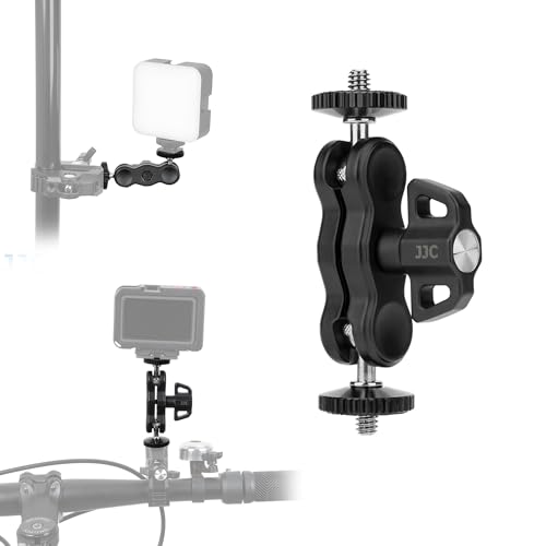 JJC Mini braccio magico articolato a doppia testa a sfera con vite da 1/4-20, staffa regolabile a 360 ° in lega di alluminio per Action 6 5 Pro Inst360 X5 X4 Air DSLR Camera Cage LED Light