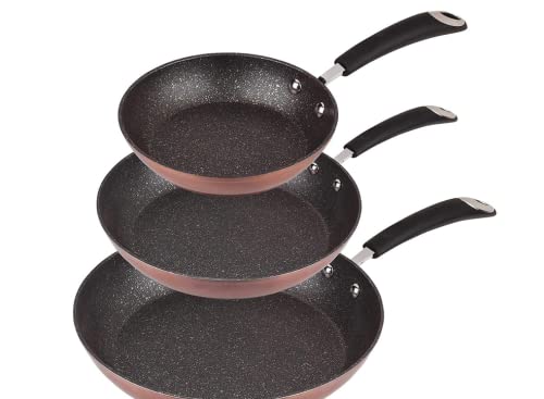 Set de sartenes color cobre- ø20/24/28 cms., aluminio forjado, mango revestido con silicona atérmica, inducción