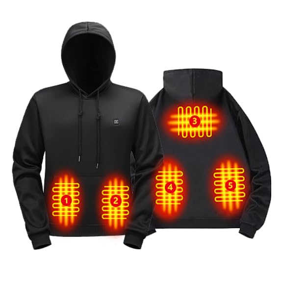 Heated Hoodie for Men Women Lightweight USB Electric Heated Sweatshirts with 3 Heating Settings 5 Heating Areas Stylish Winter Warming Body Warmer Thermal Jackets Coats Tops(No Power Bank)-4X-Large